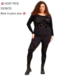TORRID Full Length Flocked Lace Rose Black Skull Catsuit 2X